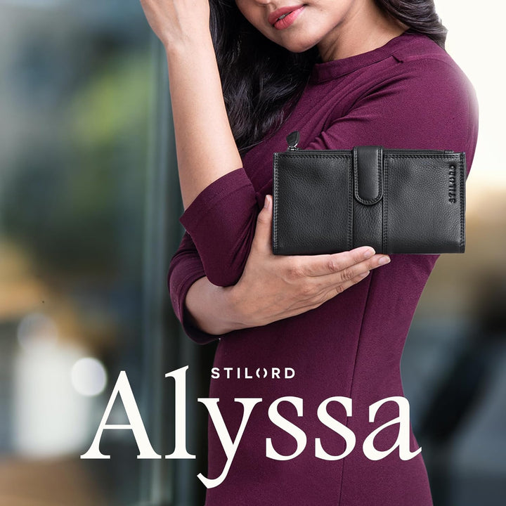 STILORD 'Alyssa' Portemonnaie Handy Leder Damen Reisebörse RFID Geldbörse mit Handyfach ideal für 6,