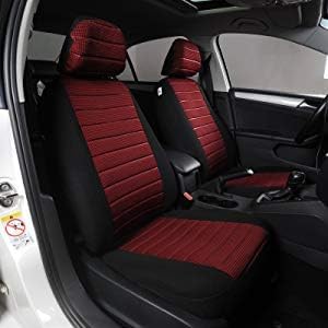 WOLTU Sitzbezüge Auto Einzelsitzbezug universal Grösse, 5er Set, schwarz/rot, rot