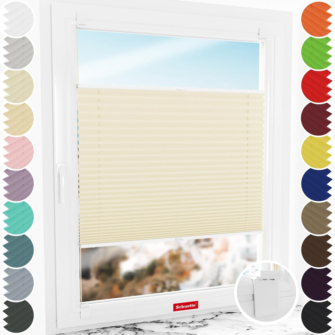 Schuette® Plissee ohne Bohren zum Kleben ● Thermo Kollektion: Milk Tea (Beige) ● 140x150cm (Breite x