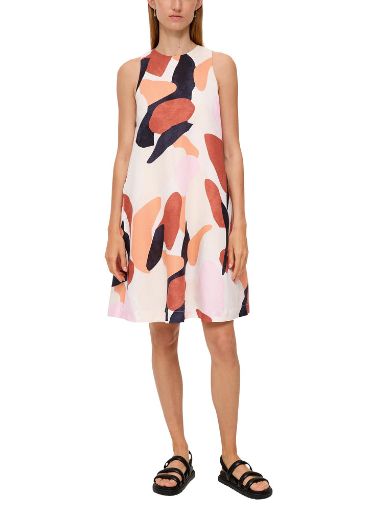 s.Oliver BLACK LABEL Damen Kleid kurz 36 Creme|mehrfarbig 02a1, 36 Creme|mehrfarbig 02a1