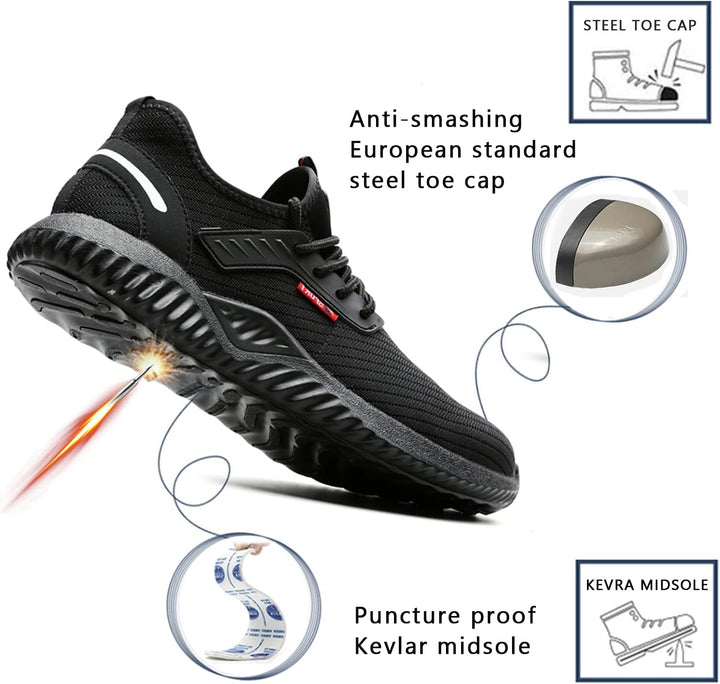 Calish Sicherheitsschuhe Herren Damen Arbeitsschuhe Leicht Stahlkappenschuhe Sportlich rutschfeste A