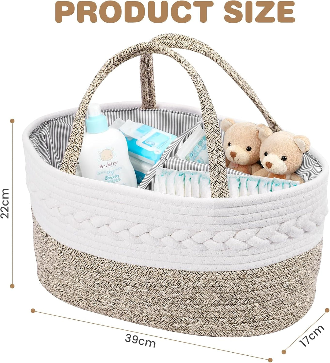 Zorplex Baby Windel Caddy Organizer, Wickeltisch Aufbewahrungskorb mit grossen Fächern und Griffen,