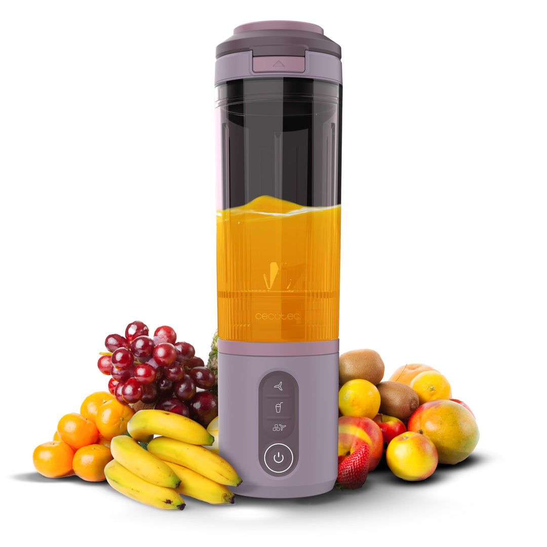 Cecotec Tragbarer Smoothie Maker Power Titanium Shake2Go Candy. 180 W, 600 ml To-Go-Becher mit Dicht
