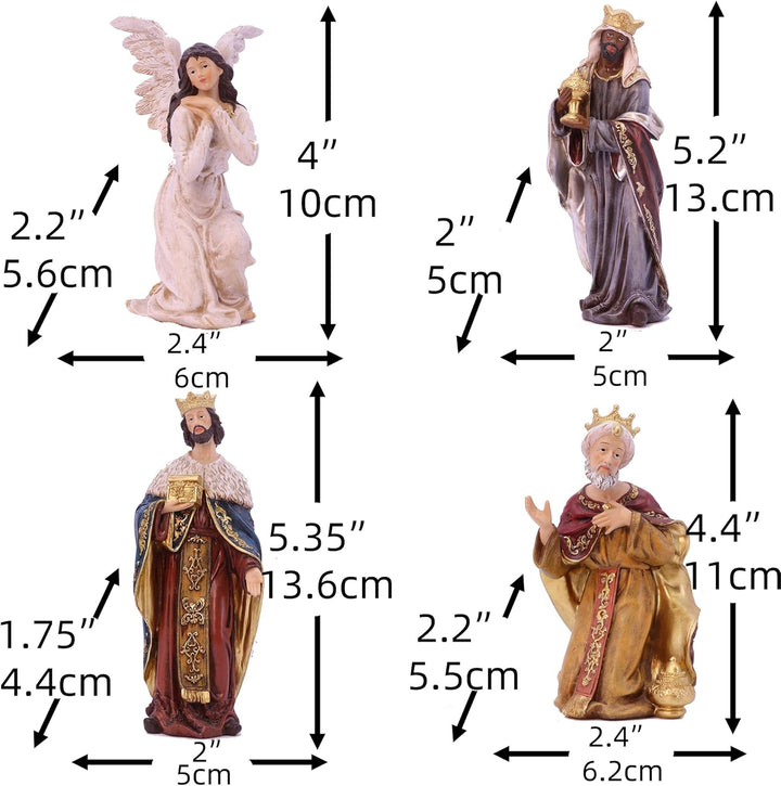 Zayton Weihnachtskrippen-Set, Miniaturen, 11-teilig, 12,7 cm, Statue, Jesuskrippe, Krippe, Ornament,