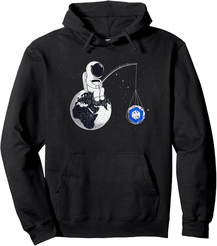 Cryptocurrency Talk - Chainlink To The Moon Space Man Merch Pullover Hoodie