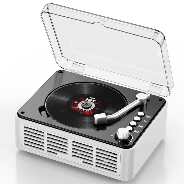 Tragbarer Bluetooth CD Player mit Fernbedienung - Timzeit Weisse Retro CD Spieler mit HiFi-Sound Lau