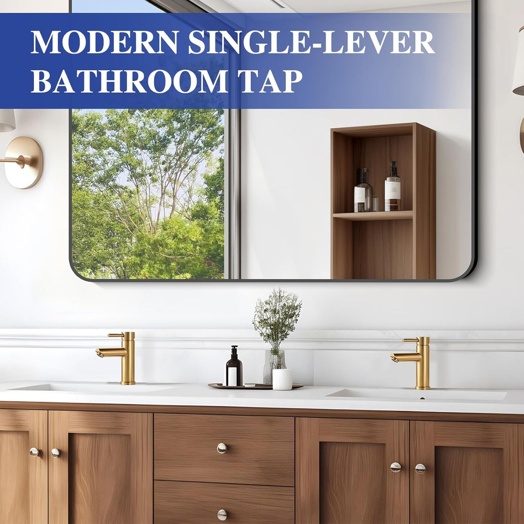 kisimixer Wasserhahn Bad, Einhebel-Waschtischarmatur 304 Edelstahl, Einloch Mischbatterie Waschbecke