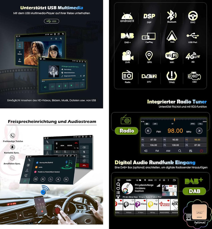 Erisin 9 Zoll 8-Kern Android 11 Autoradio mit Navi GPS für Mercedes Benz A/B Klasse W169 W245 Sprint