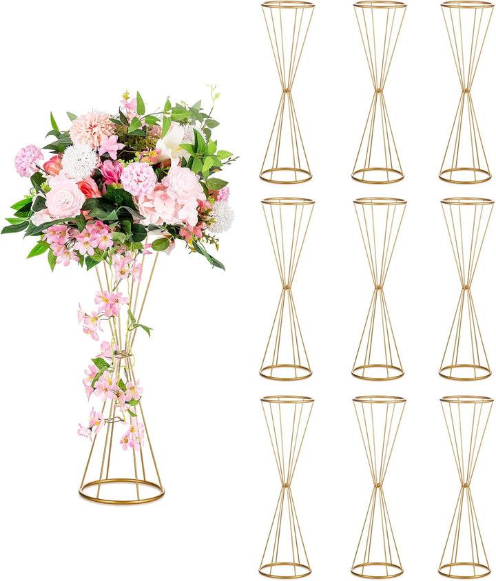 Sziqiqi Blumenständer Gold für Hochzeit: 68cm Hohe Trompete Vase für Tische Hochzeitsempfang Set of