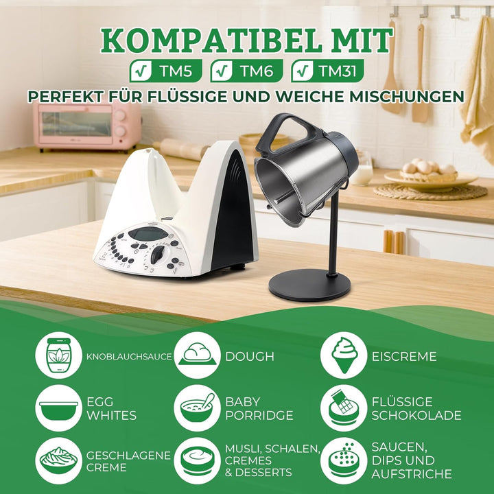 Mixtopf Edelstahl Halter für Thermomix TM6, TM5, TM31 • Alternative zu Spatel • Erleichtert das Aufn