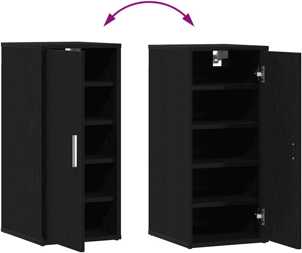 vidaXL Schuhschrank Schwarz Eichen-Optik 32x35x70 cm Holzwerkstoff, Schuhregal, Schuhablage, Schrank