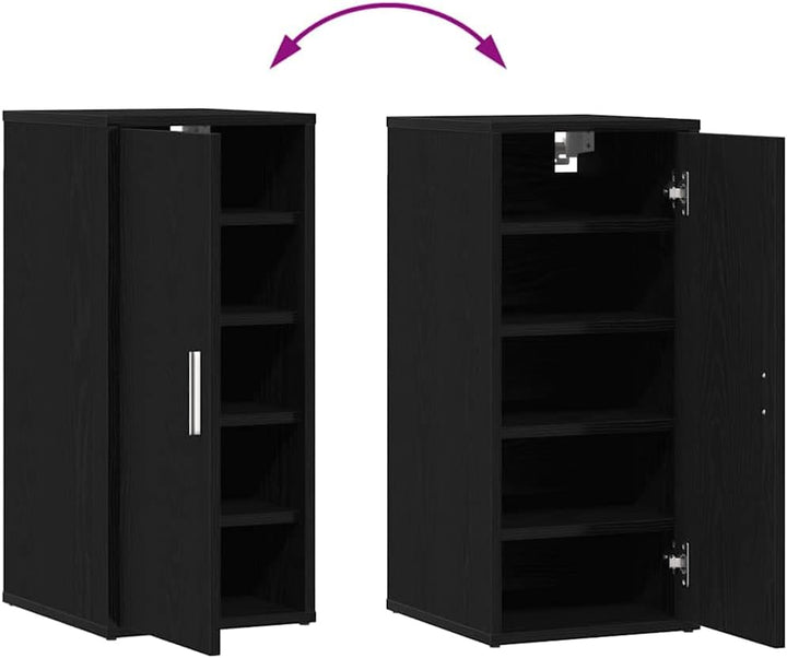 vidaXL Schuhschrank Schwarz Eichen-Optik 32x35x70 cm Holzwerkstoff, Schuhregal, Schuhablage, Schrank