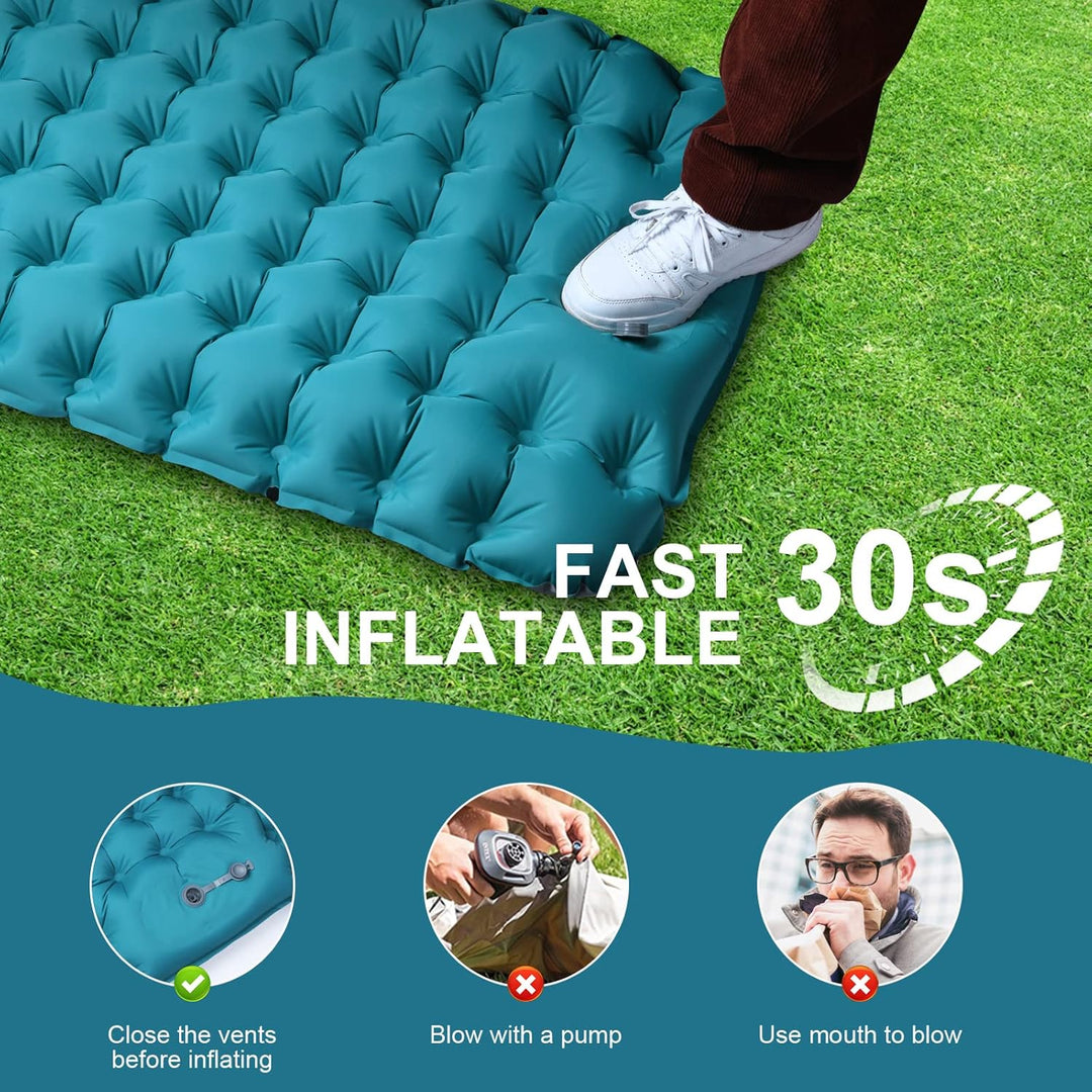 flintronic Camping Isomatte Selbstaufblasende mit Fusspresse Pumpe, 10CM Thick Wasserdicht Isomatte
