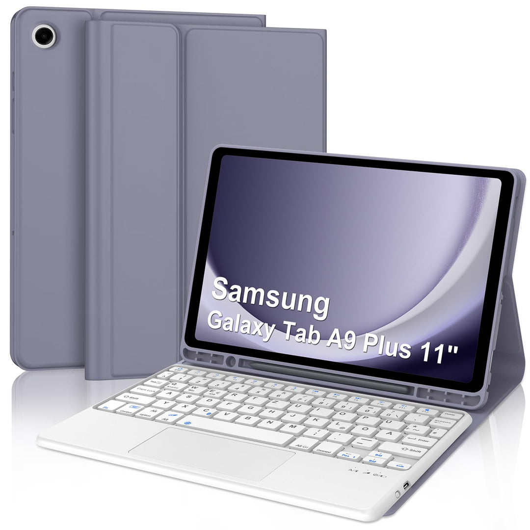 IVEOPPE Tastatur Hülle für Samsung Galaxy Tab А9 Plus 11 Zoll Con Touchpad, [QWERTZ Deutsches], Blue
