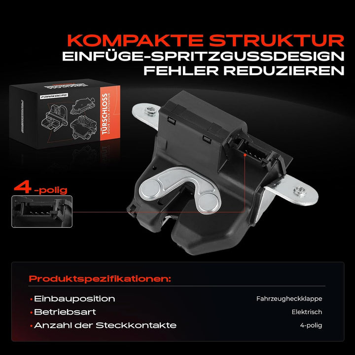Frankberg Heckklappenschloss 4-Polig Kompatibel mit Bravo II 198 Schrägheck 2006-2016 Delta III 844