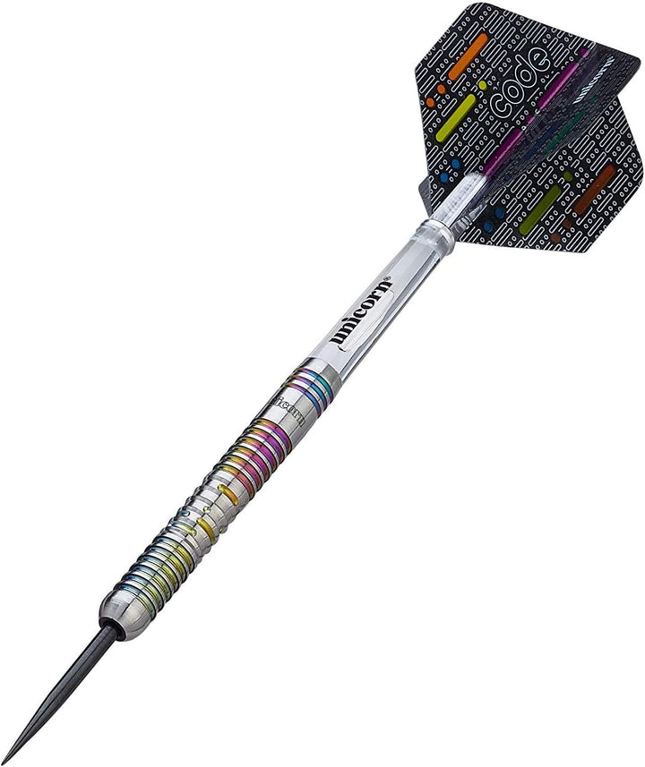Unicorn-Darts-Set mit Stahlspitze, DNA-Profi-Spieler, Nachname, Morsecode-Design, 90% natürliches Wo