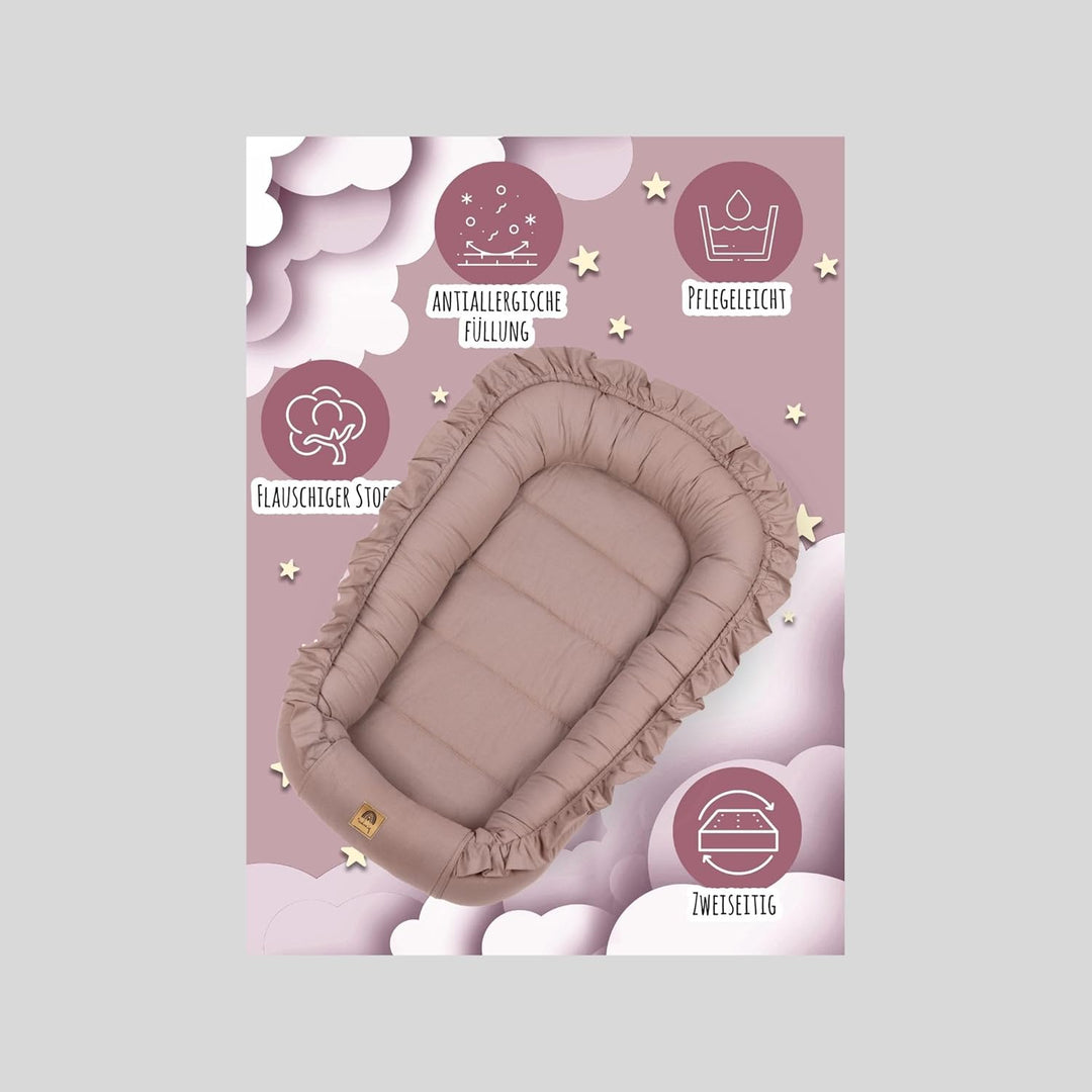 PIMKO Babynest mit rüschen Babynestchen für Baby Kuschelnest Babykokon für Neugeborene Baumwolle Nes