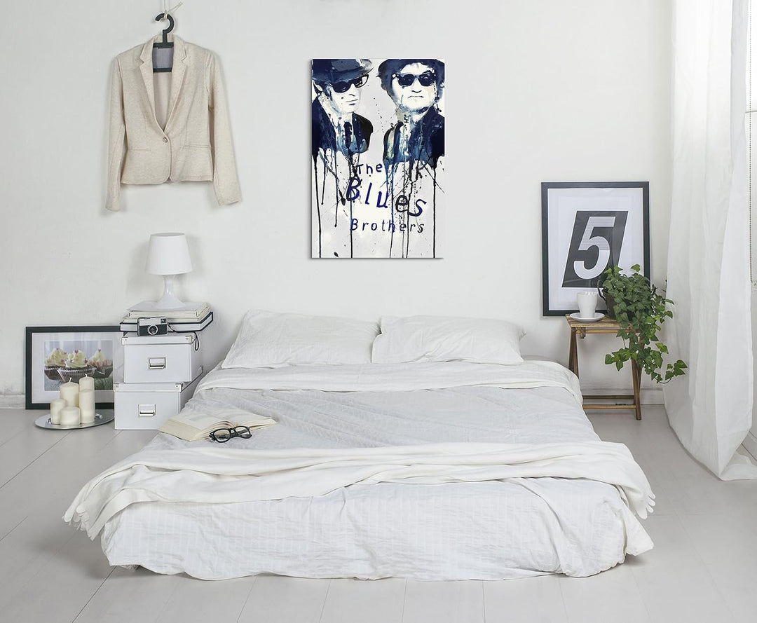 Paul Sinus Art The Blues Brothers 90x 60cm Keilrahmenbild Kunstbild Aquarell Art Wandbild auf Leinwa