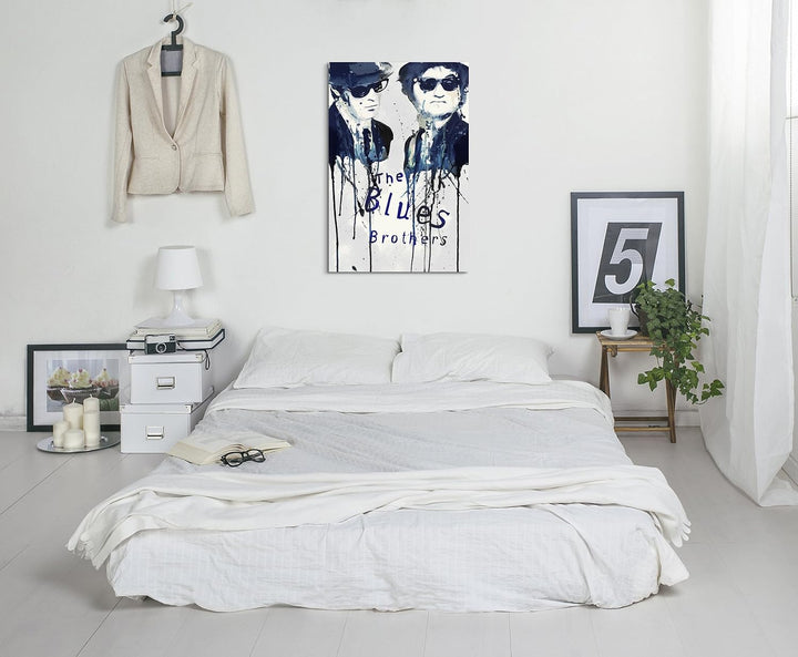 Paul Sinus Art The Blues Brothers 90x 60cm Keilrahmenbild Kunstbild Aquarell Art Wandbild auf Leinwa