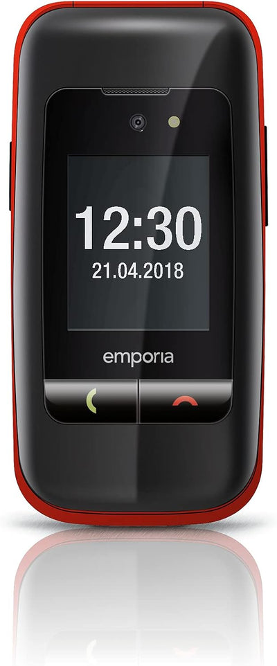 Emporia ONE V200_001 Einfach zu bedienendes Klappenhandy mit 2MP Kamera, Schwarz/Rot Schwarz/Rot Sin