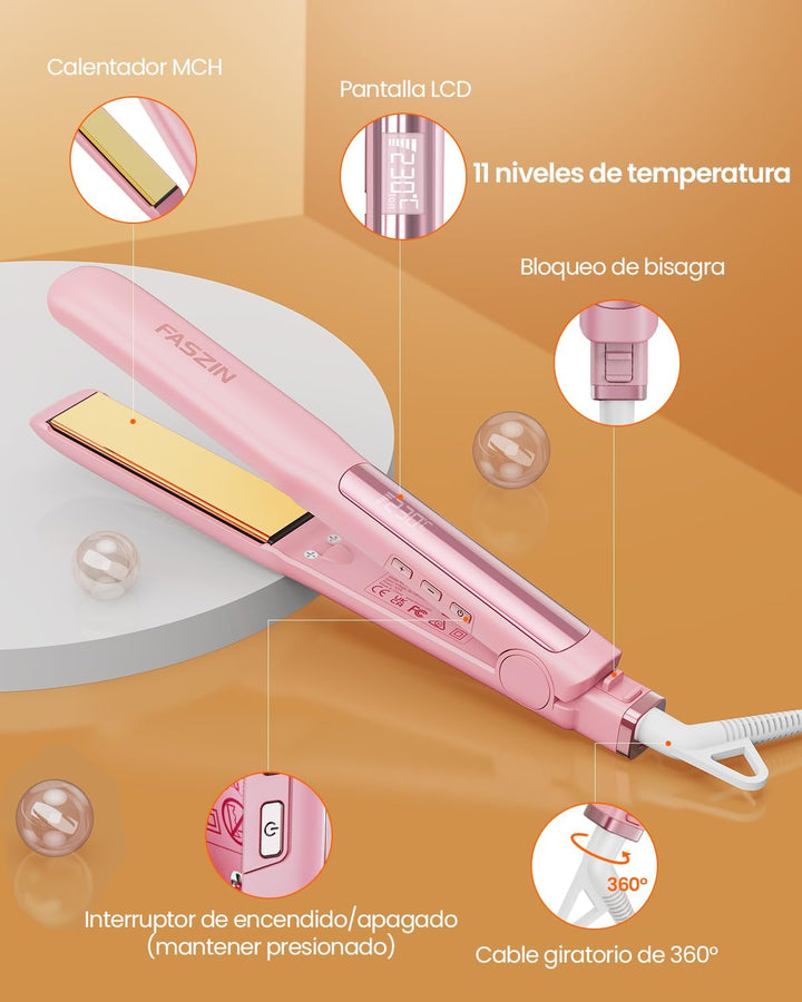 Faszin 2 in 1 Glätteisen Locken und Glätten, 20s Schnellaufheizung, Titanplatten Ionen Haarglätter f