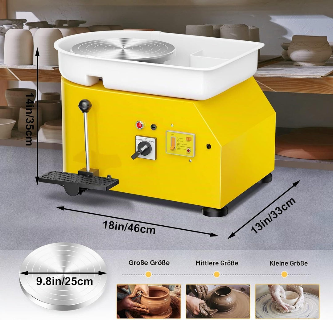 VAYOTOY Elektrische Töpferscheibe Maschine 25CM 350W Keramik Clay Maschine Professionelle Töpfersche