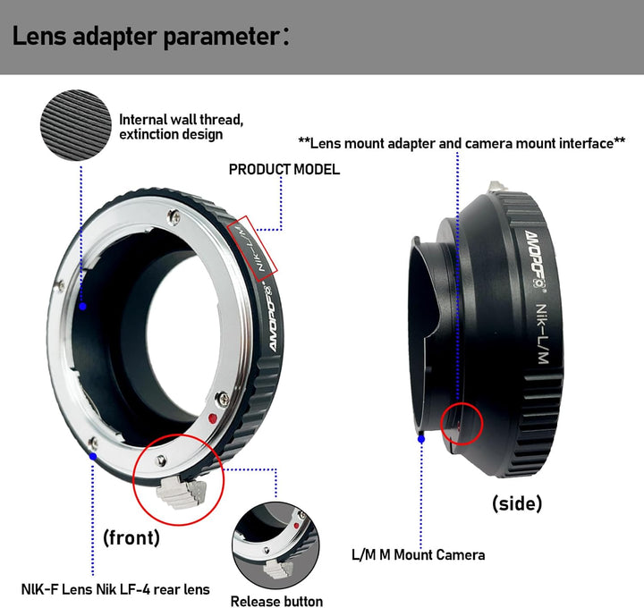 AI-LM Objektivadapter Adapterring,für Nikon AI F MountObjektiv Kompatibel auf für Leica M1,M2,M3,M4,