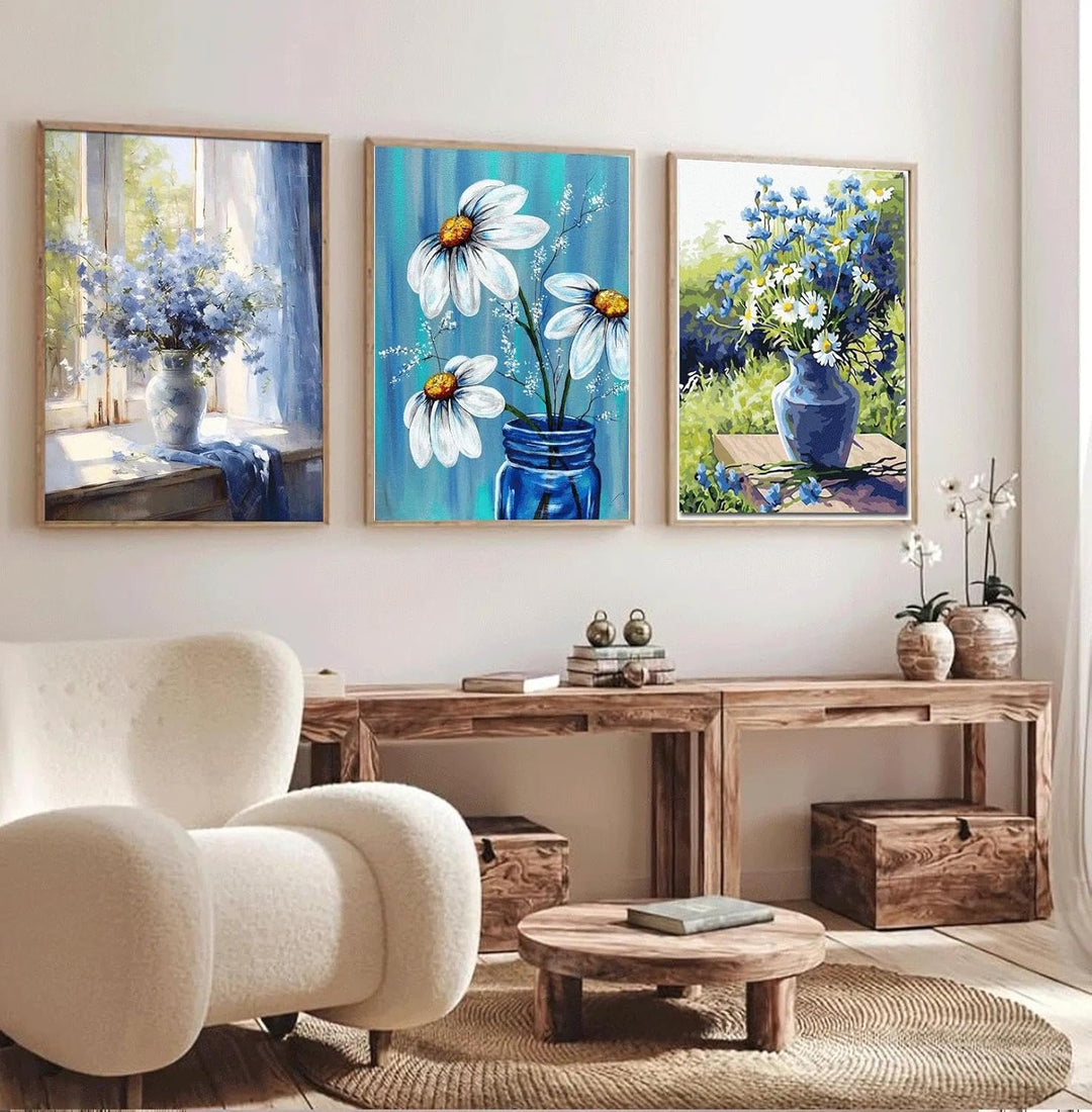 JATOK 3 Stück Malen Nach Zahlen Erwachsene, DIY Blumen Gemälde für Anfänger, Handgemalt Ölgemälde Le