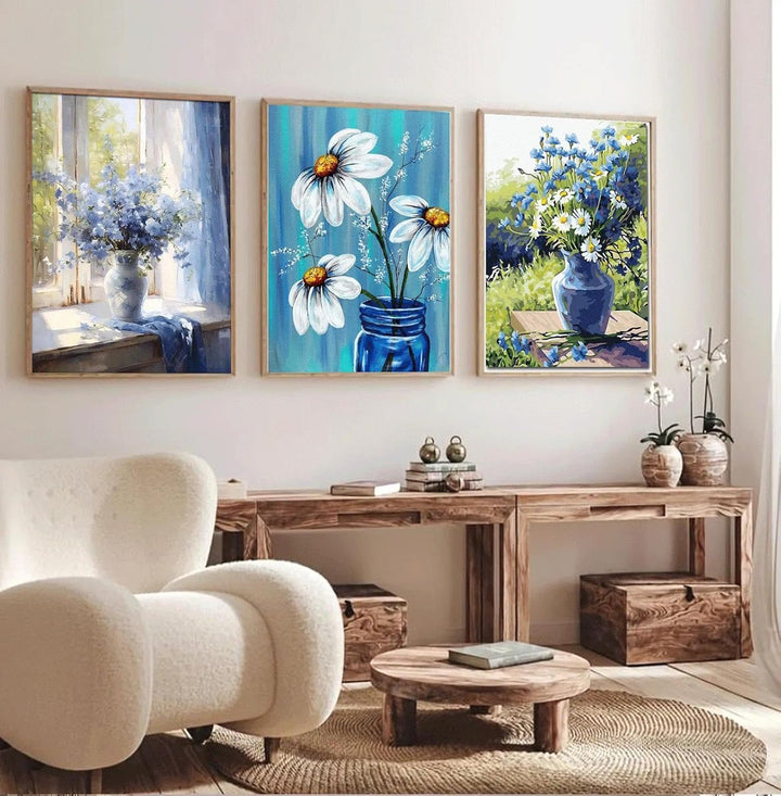 JATOK 3 Stück Malen Nach Zahlen Erwachsene, DIY Blumen Gemälde für Anfänger, Handgemalt Ölgemälde Le