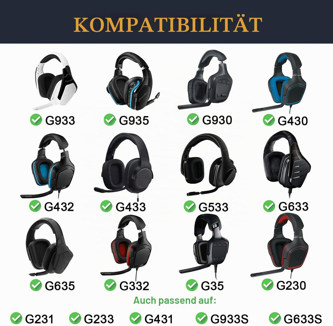 SOULWIT Kühlgel Ersatzpolster Ersatz Ohrpolster für Logitech G35 G930 G933 G933S G935 G633 G633S G63