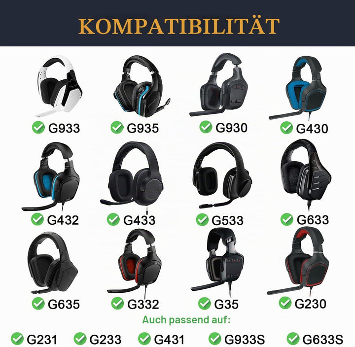 SOULWIT Kühlgel Ersatzpolster Ersatz Ohrpolster für Logitech G35 G930 G933 G933S G935 G633 G633S G63