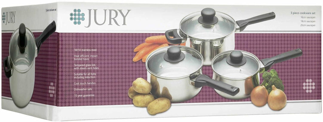 KitchenCraft Jury Induktionssichere Töpfe aus Edelstahl, 3er-Set