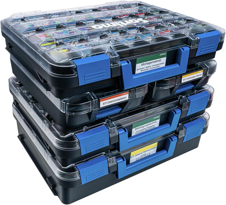 Sortimentskasten transparent mit Klappgriff | Bosch Sortimo T-BOXX 320 anthrazit 3er Set | Sortierbo