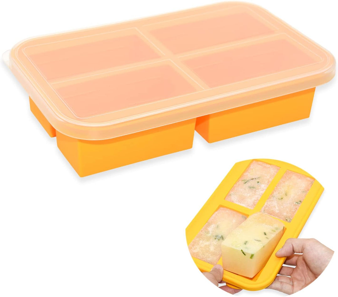 Jumbo-Eiswürfelform mit Deckel, Silikon-Gefrierschale, Babynahrung, Gefrierschalen, Souperwürfel für
