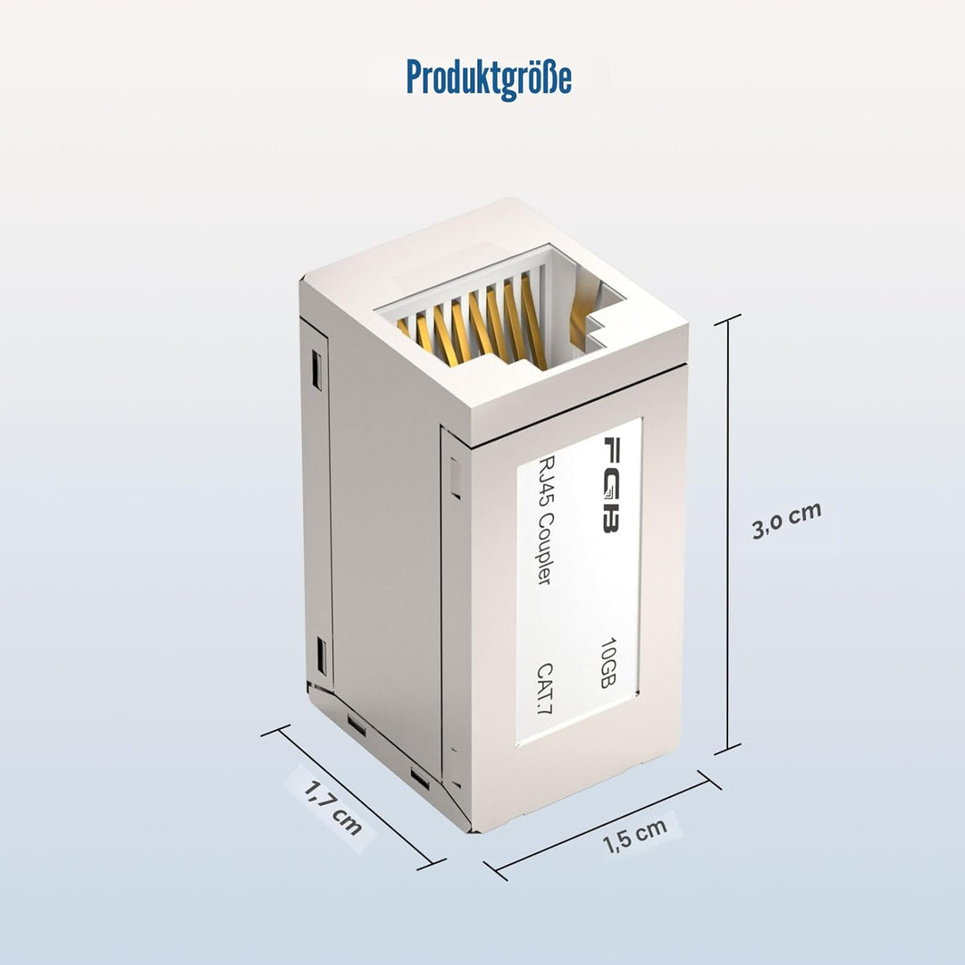 FGB 10Gbps RJ45 Koppler Ethernet Erweiterung Adapter, LAN Kupplung, LAN Verlängerung, Cat7 Netzwerk