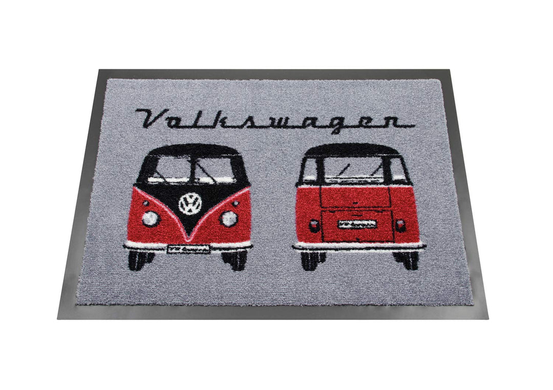 BRISA VW Collection - Volkswagen Fuss-Matte-Tür-Vorleger-Schuh-Schmutzfang-Abstreifer mit T1 Bulli B