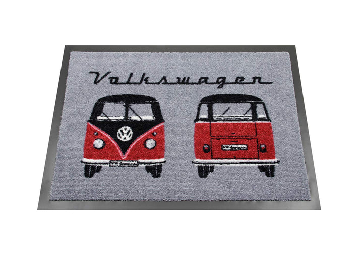 BRISA VW Collection - Volkswagen Fuss-Matte-Tür-Vorleger-Schuh-Schmutzfang-Abstreifer mit T1 Bulli B
