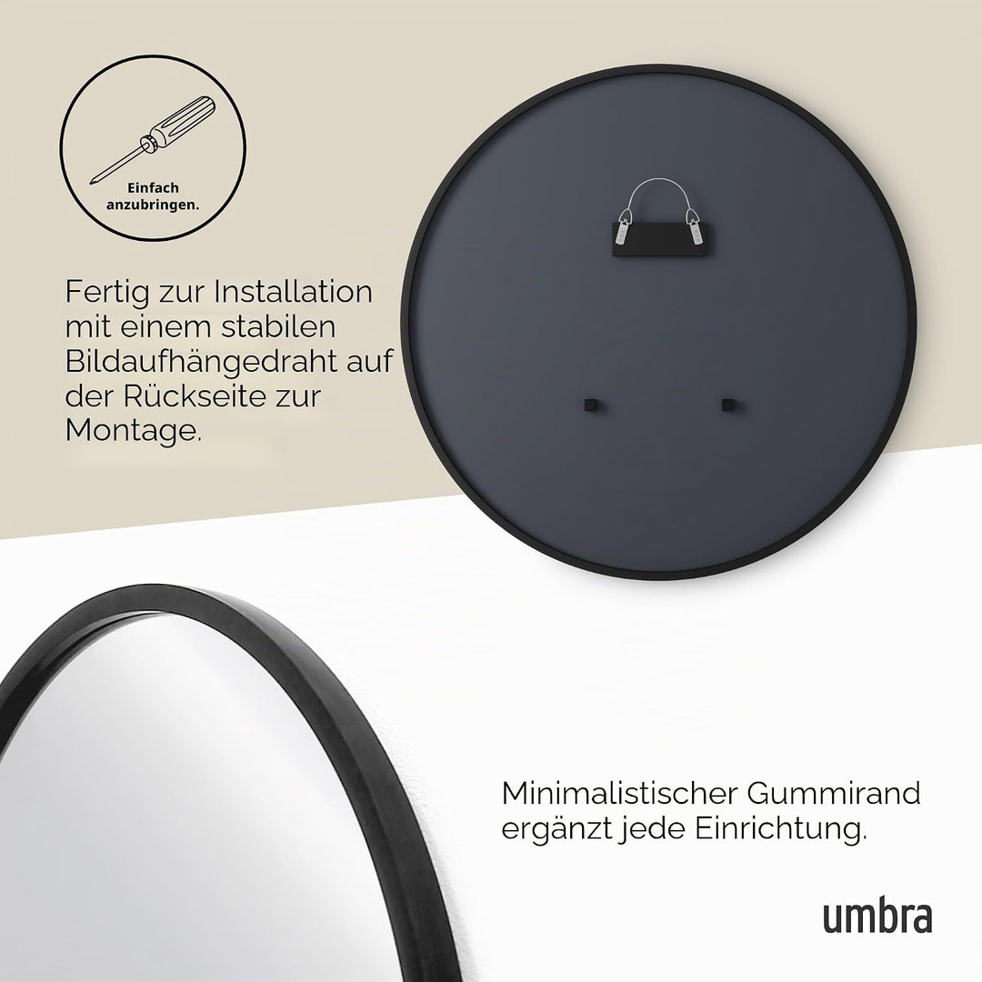 Umbra Hub Wandspiegel – Runder Spiegel für Diele, Badezimmer, Wohnzimmer und Mehr, Schwarz, 94 cm Du