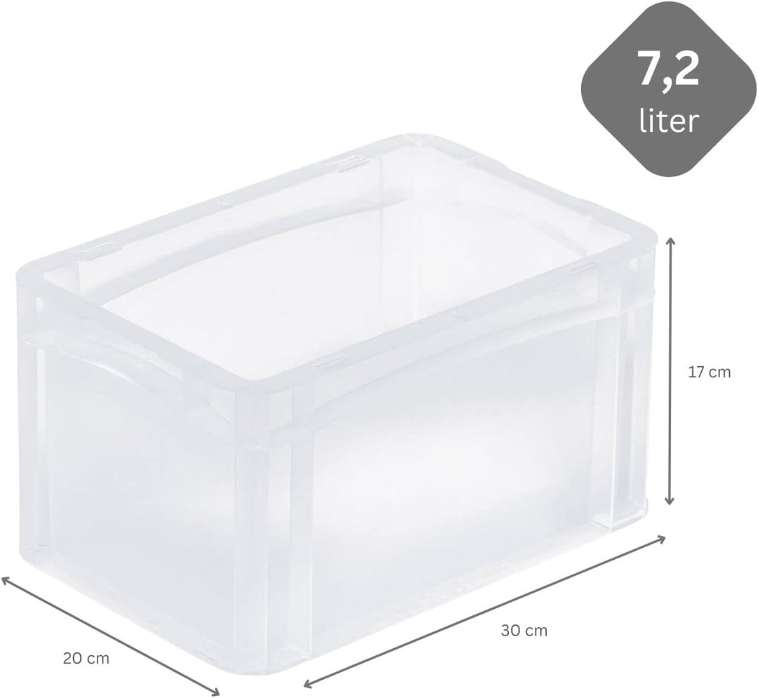 PROREGAL SuperSparSet 10x Transparenter Eurobehälter BasicLine mit geschlossenem Griff | HxBxT 17x20