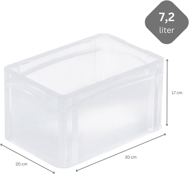 PROREGAL SuperSparSet 10x Transparenter Eurobehälter BasicLine mit geschlossenem Griff | HxBxT 17x20