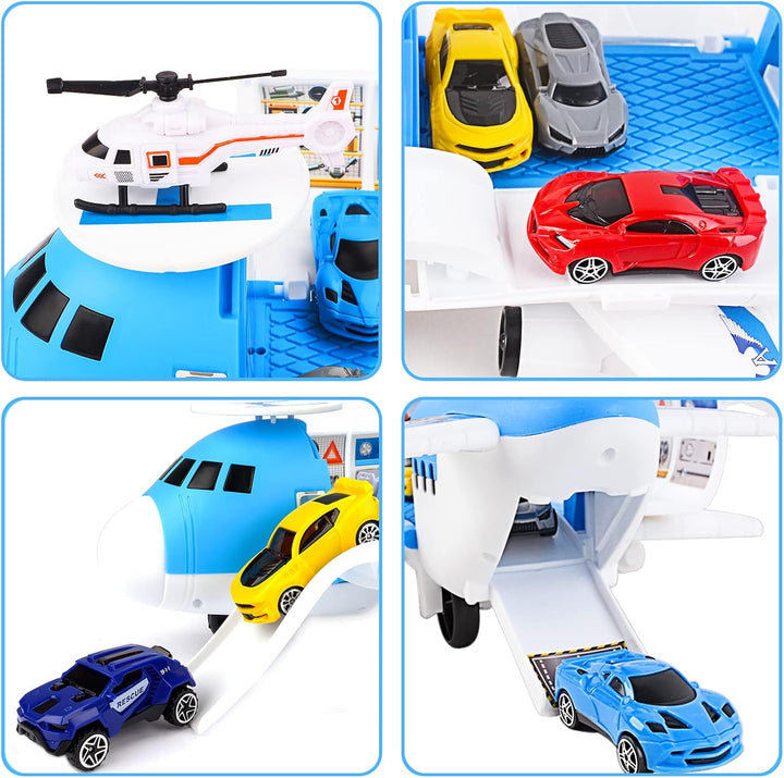 deAO Transport Flugzeug Spielzeug, 19Stck Transport Cargo Fluggeräte mit Auto Spielzeug Spiel Set un