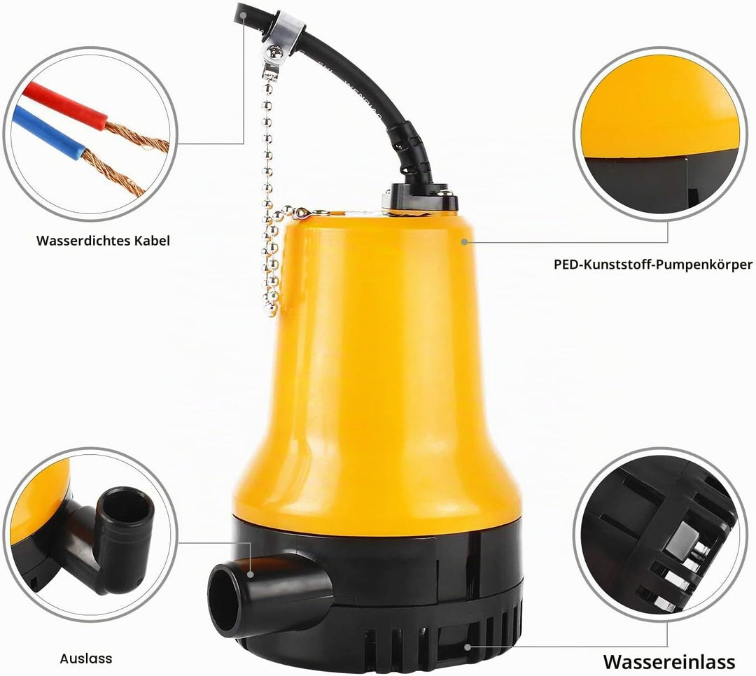 EXLECO Tauchpumpe DC 24V Tauchwasserpumpe 120W 4200L/H Förderpumpe Schmutzwasserpumpe Brunnpume Wass