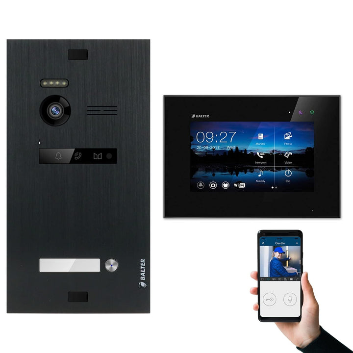 Nonic Balter EVO Video-Türsprechanlage WLAN Set 1 Familienhaus (1x Türstation mit Kamera Schwarz, 1x
