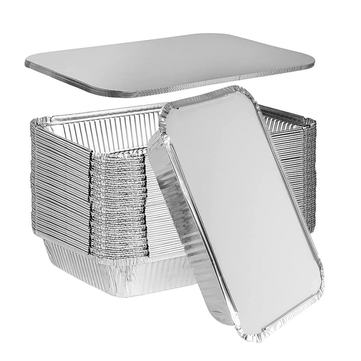 Xinfuquan Alu grillschalen Grossformat,Aluschalen mit deckel,Grill Aluschalen 20Stück-2200ml/Einweg