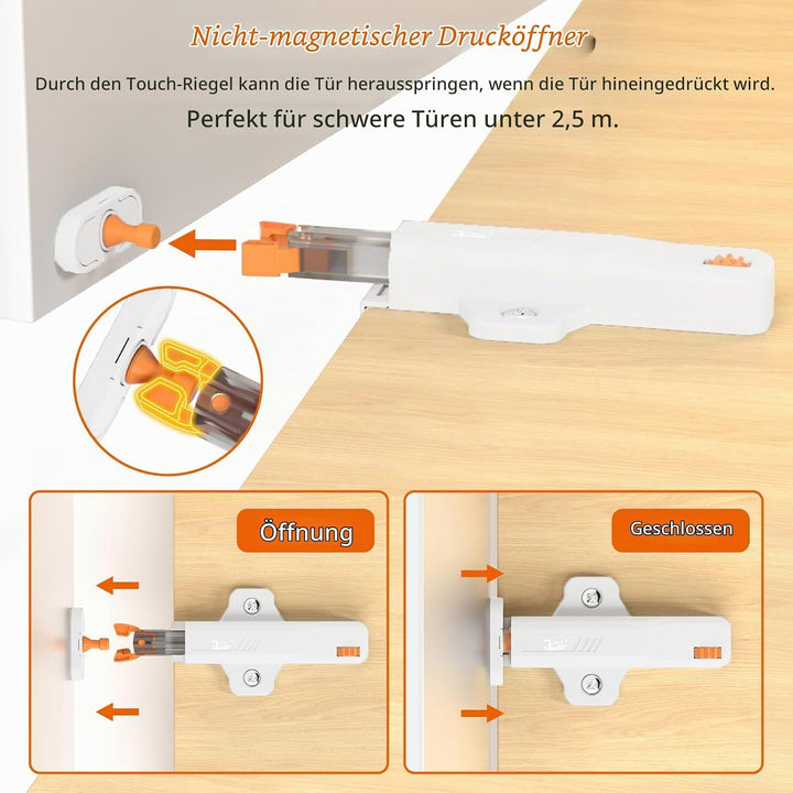 Push to Open Türöffner Heavy Duty Jiayi 2 Stück Drucktüröffner Magnet Schrank 40 N Feder Schnappvers