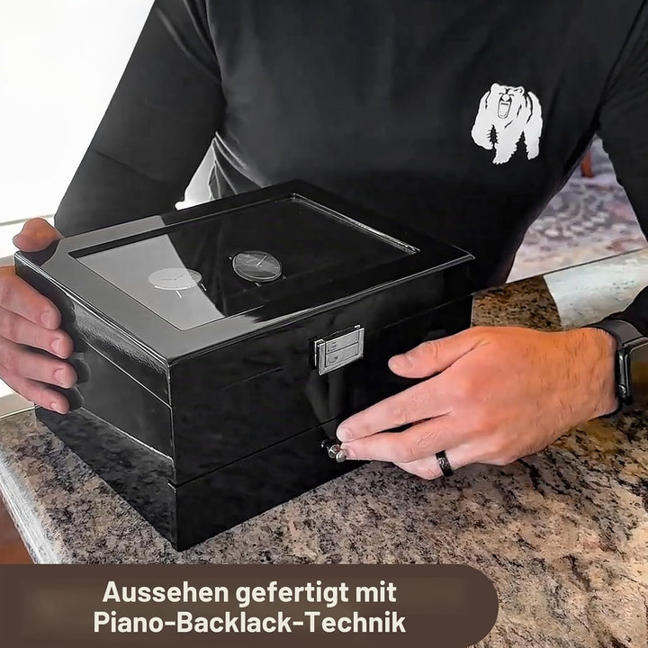 ProCase Uhrenbox mit 8 Fächern, Uhrenkasten Uhrenkoffer mit Glasdeckel Uhrenkissen, Uhrenschatulle f