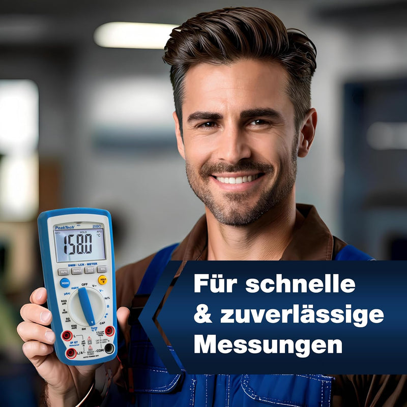 PeakTech 2180 – Digitales Multimeter mit LCR-Meter, Widerstand, Kapazität, Induktivität, Messgerät,