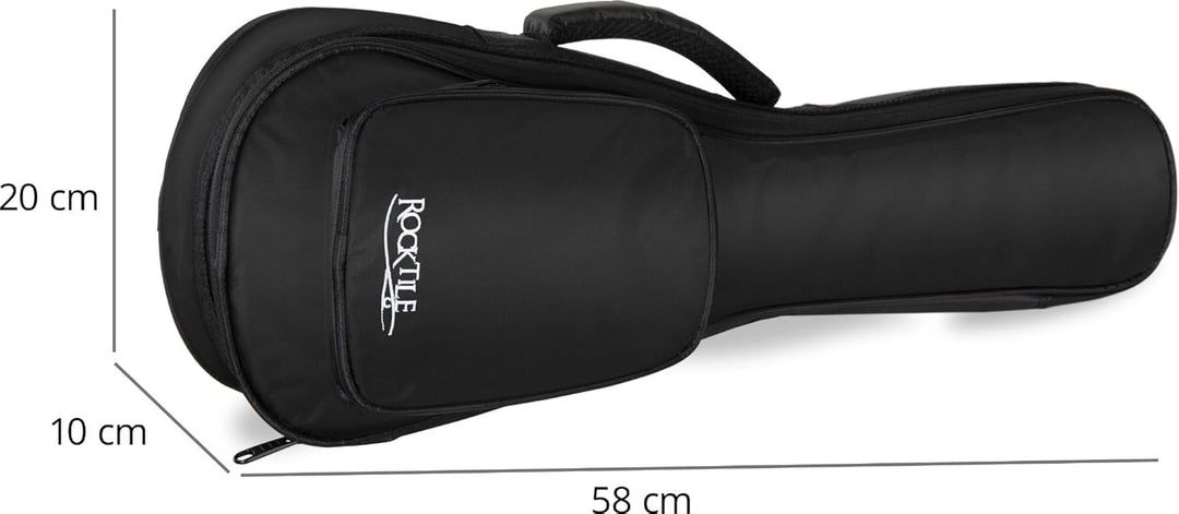 Rocktile Tasche für Sopran-Ukulele Schwarz - Gigbag für Sopran-Ukulele - Maximale Innenmasse (LxBxH)
