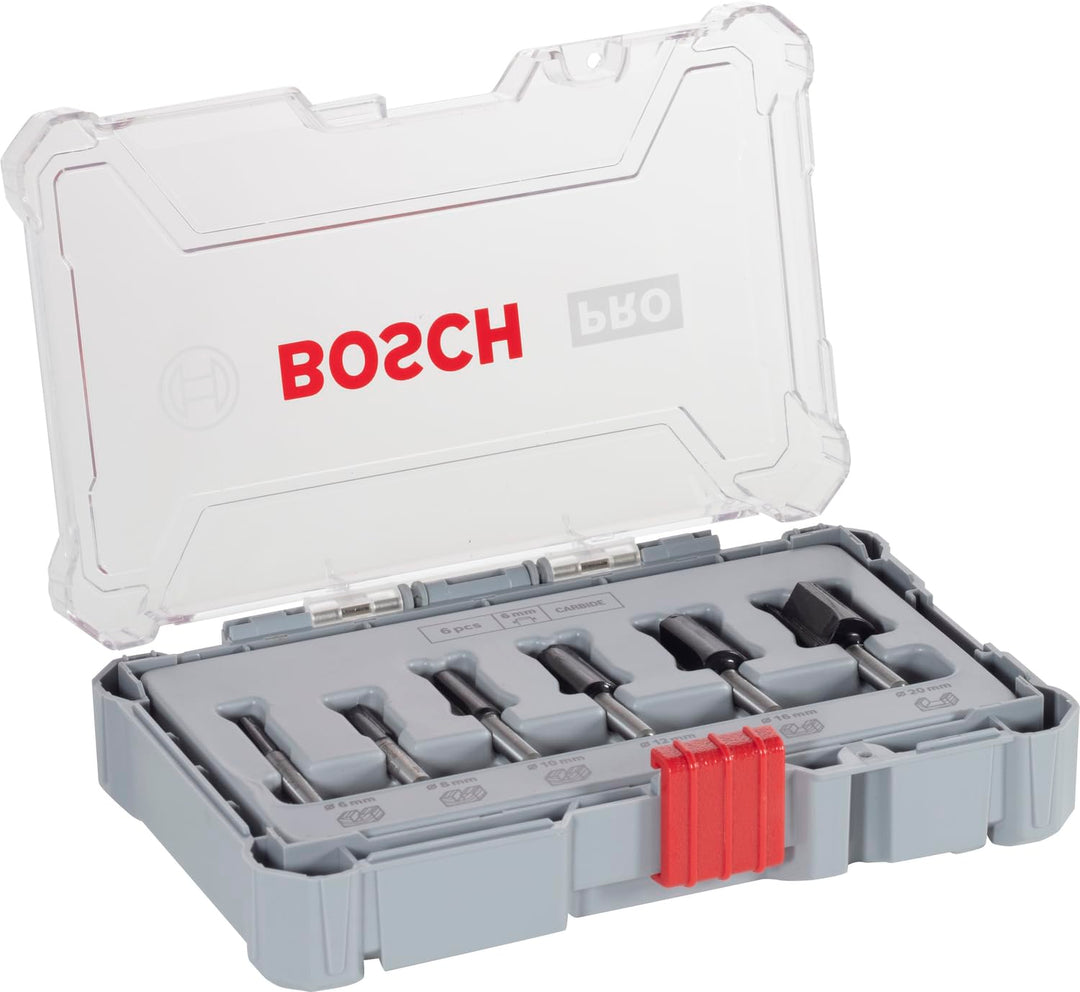 Bosch Professional 6tlg. Nutfräser Set (für Holz, für Oberfräsen mit 6 mm Schaft) 6 tlg. | Nutfräser