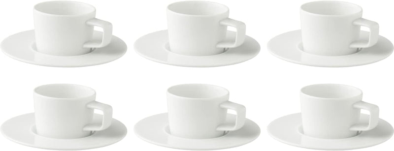 palmer White Delight Tassen 6er-Set mit Teller Porzellan weiss für Kaffee Tee Kakao